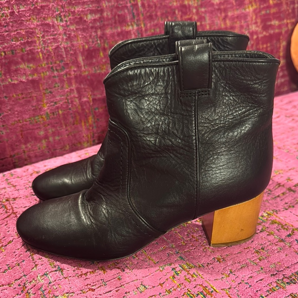 Black leather, Laurence Dacade ankle western boot sz 36.5 Fits 5.5 or 6 US GUC